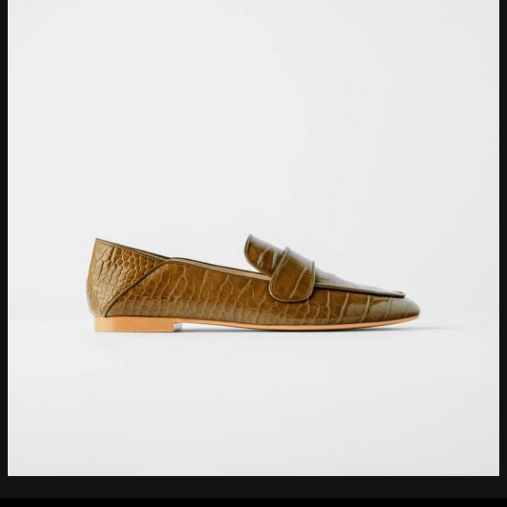 ZARA animal embossed faux leather loafers